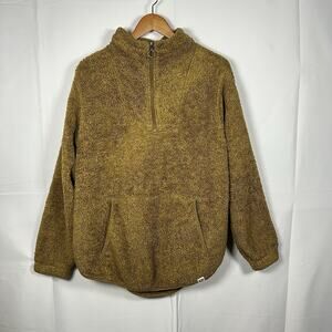 LIV Outdoor Teddy Sherpa Pullover Fleece Brown Cozy Half Zip XXL